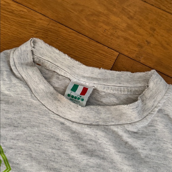 Vintage Diadora Light Gray Soccer Graphic Tee - Picture 3 of 6